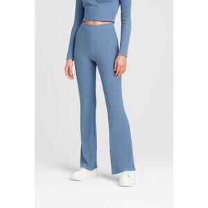 Wild Fable Ribbed Flare Pants Dusty Blue Knit Lounge Stretch S